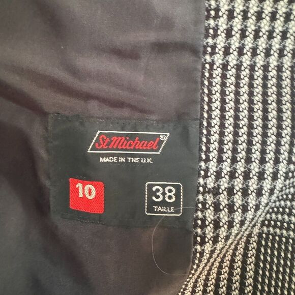 ST MICHAEL Blazer‎ VINTAGE Retro plaid JACKET Size 10 M&S MINT 70'S black white - Picture 4 of 5